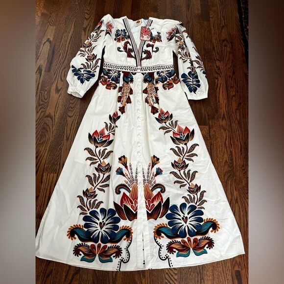 Farm Rio Size Medium Farm x Anthropologie V-Neck Maxi Dress - Picture 5 of 9